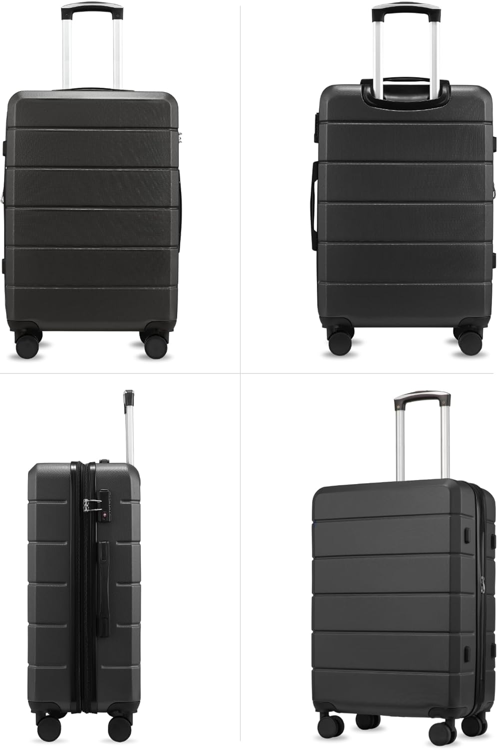 Alt View 1. LUGGEX - LUGGEX - 24 Inch Expandable Hardside Spinner Suitcase with TSA Lock - Lite-YY - Black.