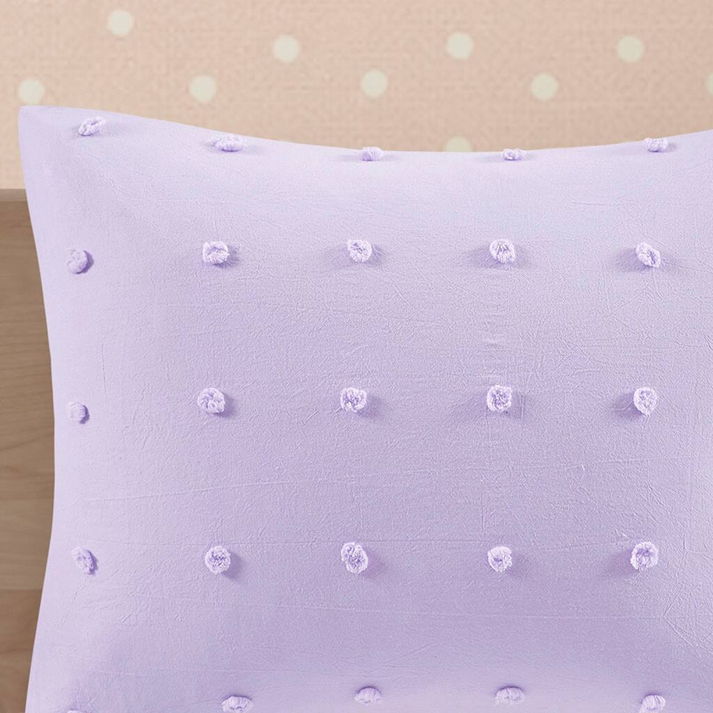 Alt View 3. Gracie Mills - Gracie Mills Caius Playful Elegance Cotton Jacquard Pom Pom Comforter Collection - Lavender.