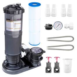 Swimline - HYDROTOOLS 100 Sq Ft 1.5 HP 2 Speed Sure-Flo Pool Cartridge Filter Pump - Black/Grey