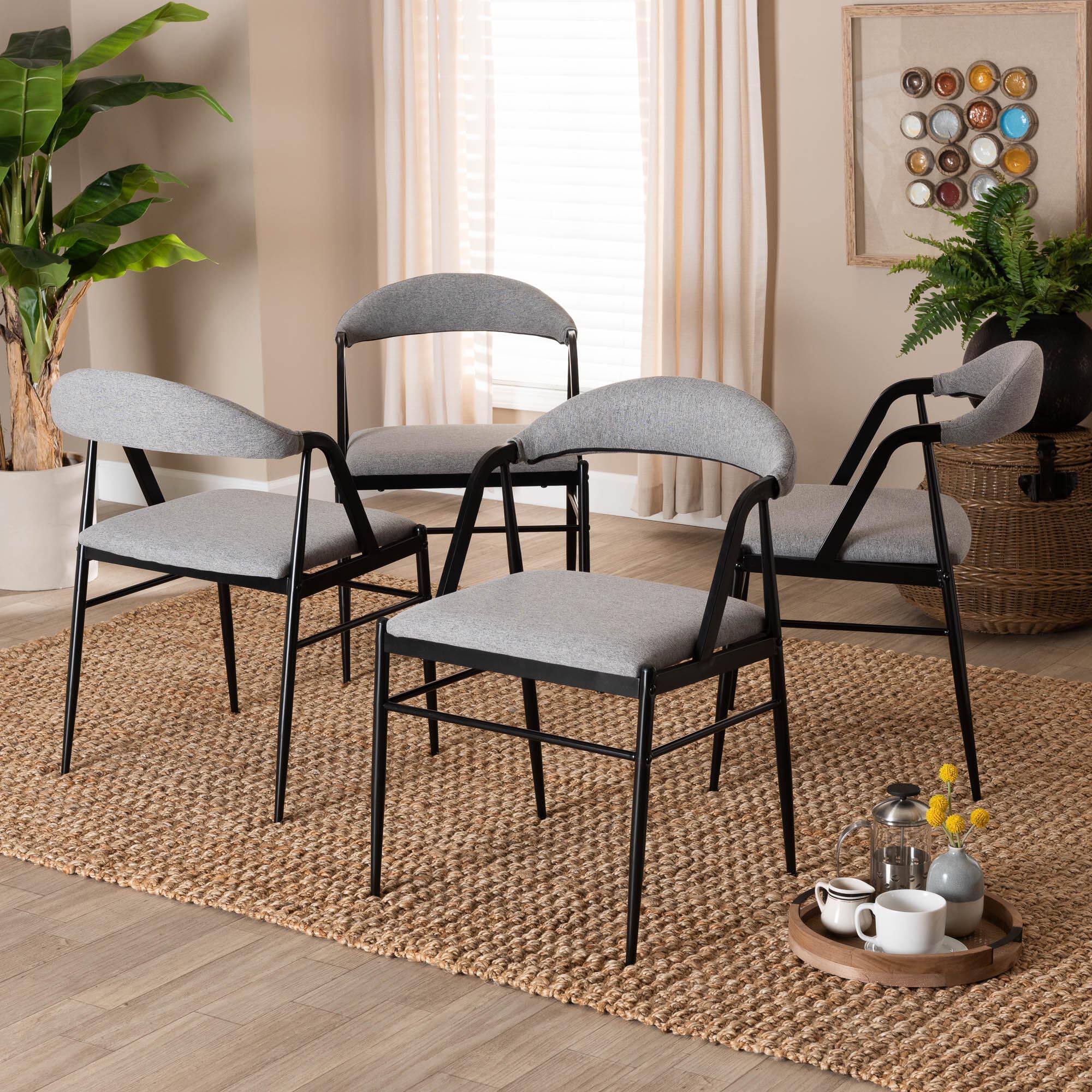 Alt View 5. Baxton Studio - Orrin Modern Industrial Fabric and Metal 4-Piece Dining Chair Set - Grey/Black.