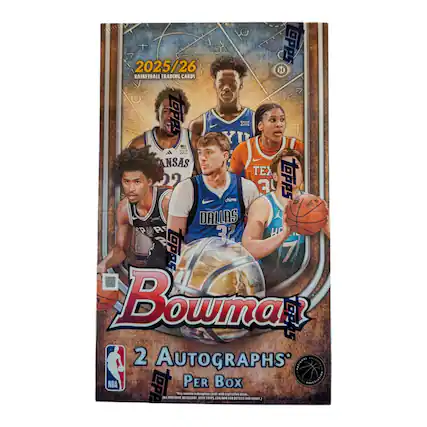 2025/26 Basketball Trading Cards
Topps
Bowman
2 Autographs Per Box
NBA
Topps.com
Contains redeemable items with expiration. Visit Topps.com for details and entry.
One purchase necessary.