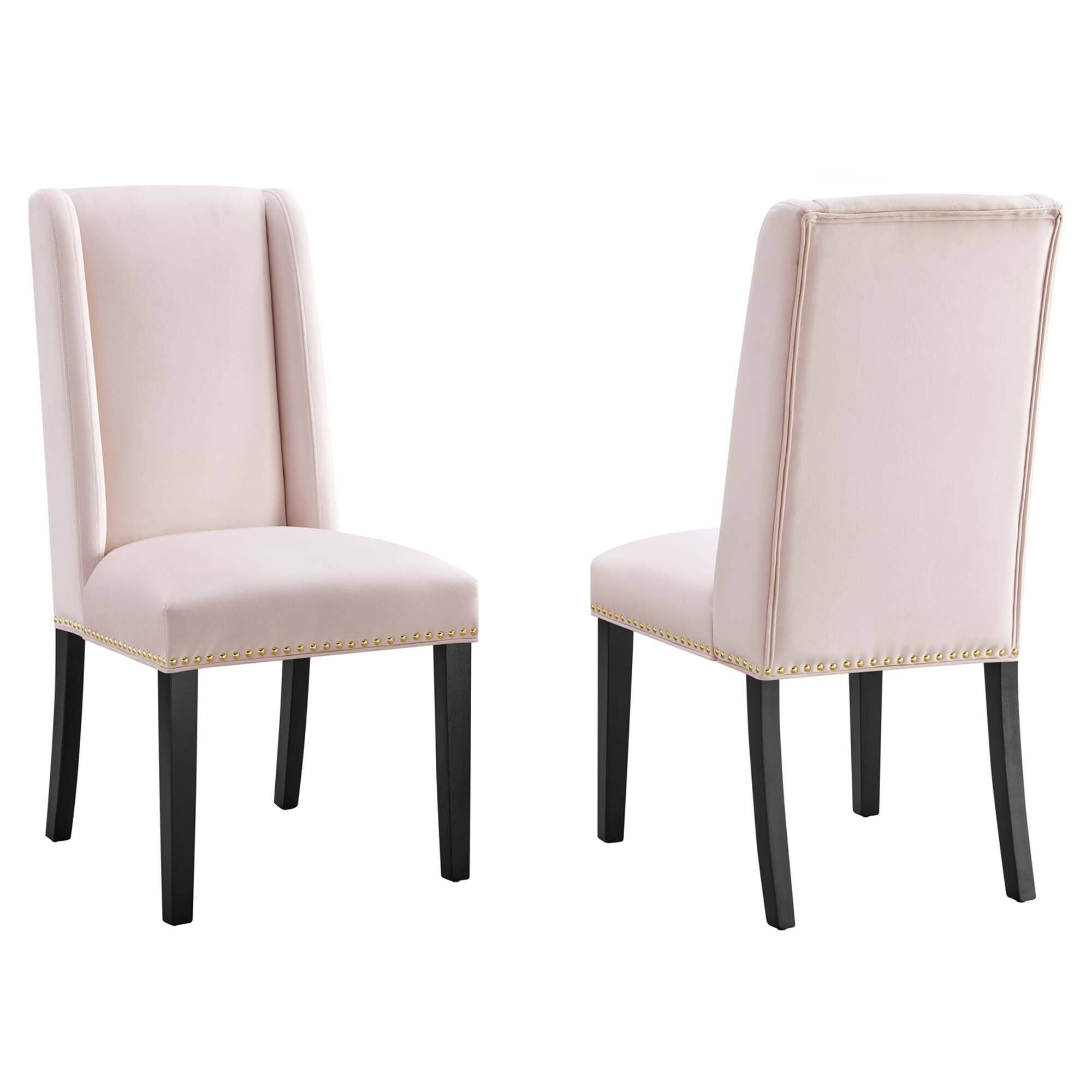 Angle. Modway - Baron Performance Velvet Dining Chairs Set of 2 by Modway - Pink.