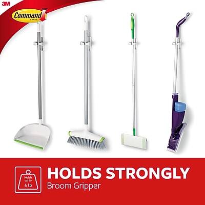 3M Command  
Holds Strongly up to 4 lb  
Broom Gripper  

HOLDS STRONGLY  
Broom Gripper