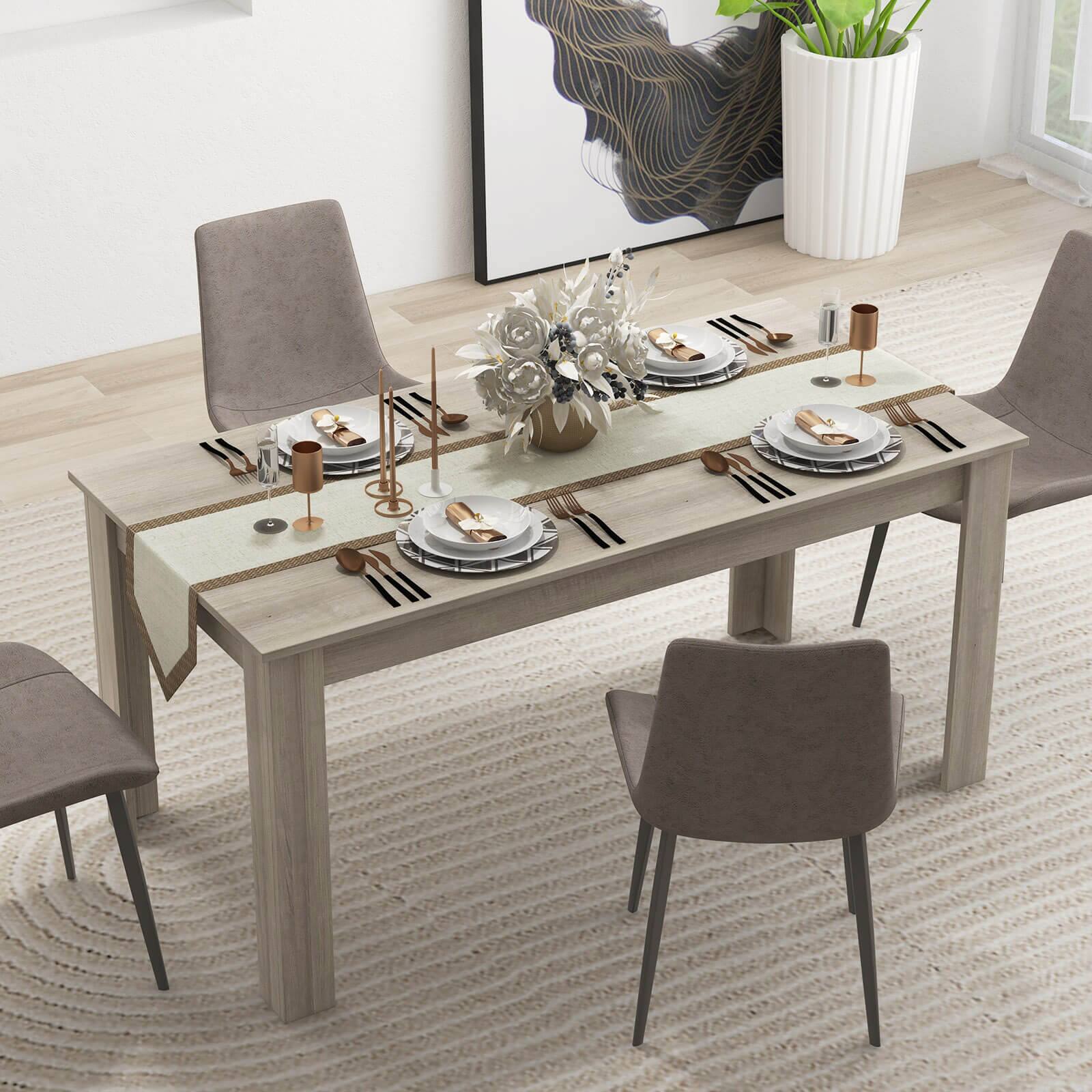 Alt View 4. Costway - Costway 63" Dining Table Rectangular Modern Kitchen Table For 6 People Home Furniture - Wood grain.