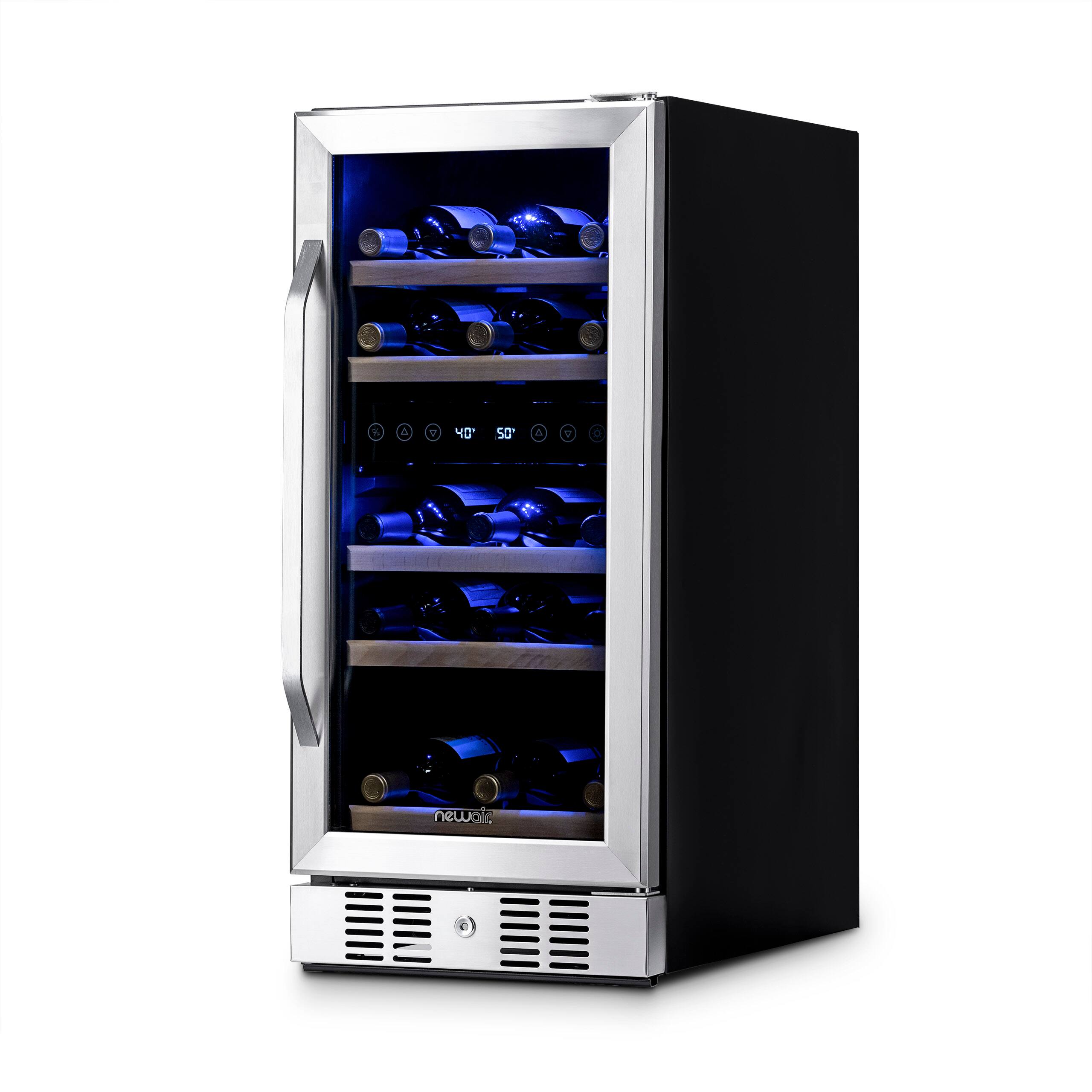 Alt View 18. NewAir - 15” Built-in 29 Bottle Dual Zone Compressor Wine Fridge with Beech Wood Shelves - Stainless steel.