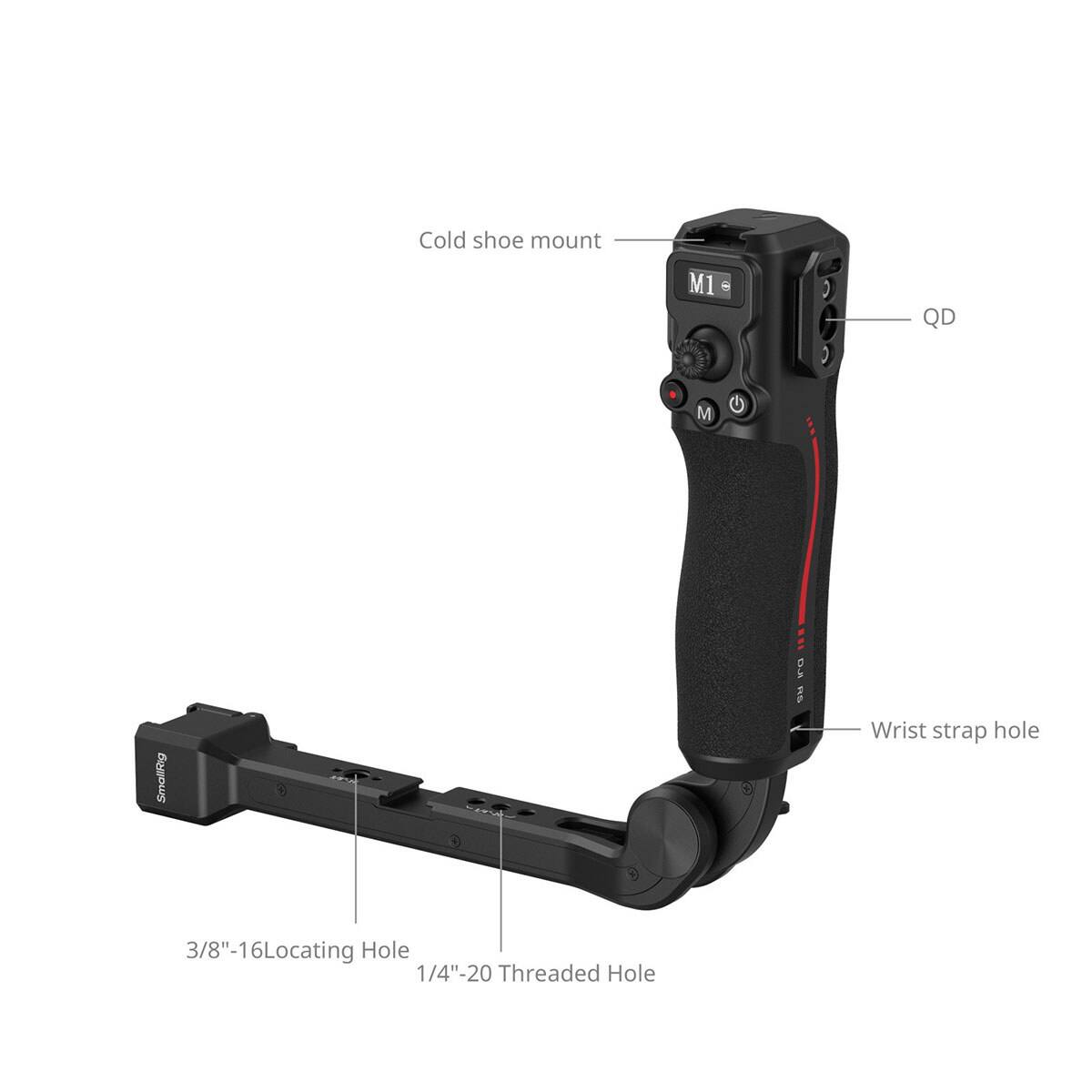 Cold shoe mount  
M1  
QD  
M  
SmallRig  
D RS  
Wrist strap hole  
3/8"-16 Locating Hole  
1/4"-20 Threaded Hole