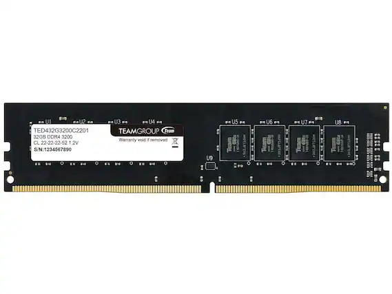 TED432G3200C2201
32GB DDR4 3200
CL 22-22-22-52 1.2V
S/N: 1234567890
TEAMGROUP Team
Warranty void if removed
U1 U2 U3 U4 U5 U6 U7 U8 U9