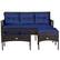 Front. Costway - 3PCS Patio Rattan Furniture Set 3-Seat Sofa Cushioned Table Garden - Mix Brown,Navy.
