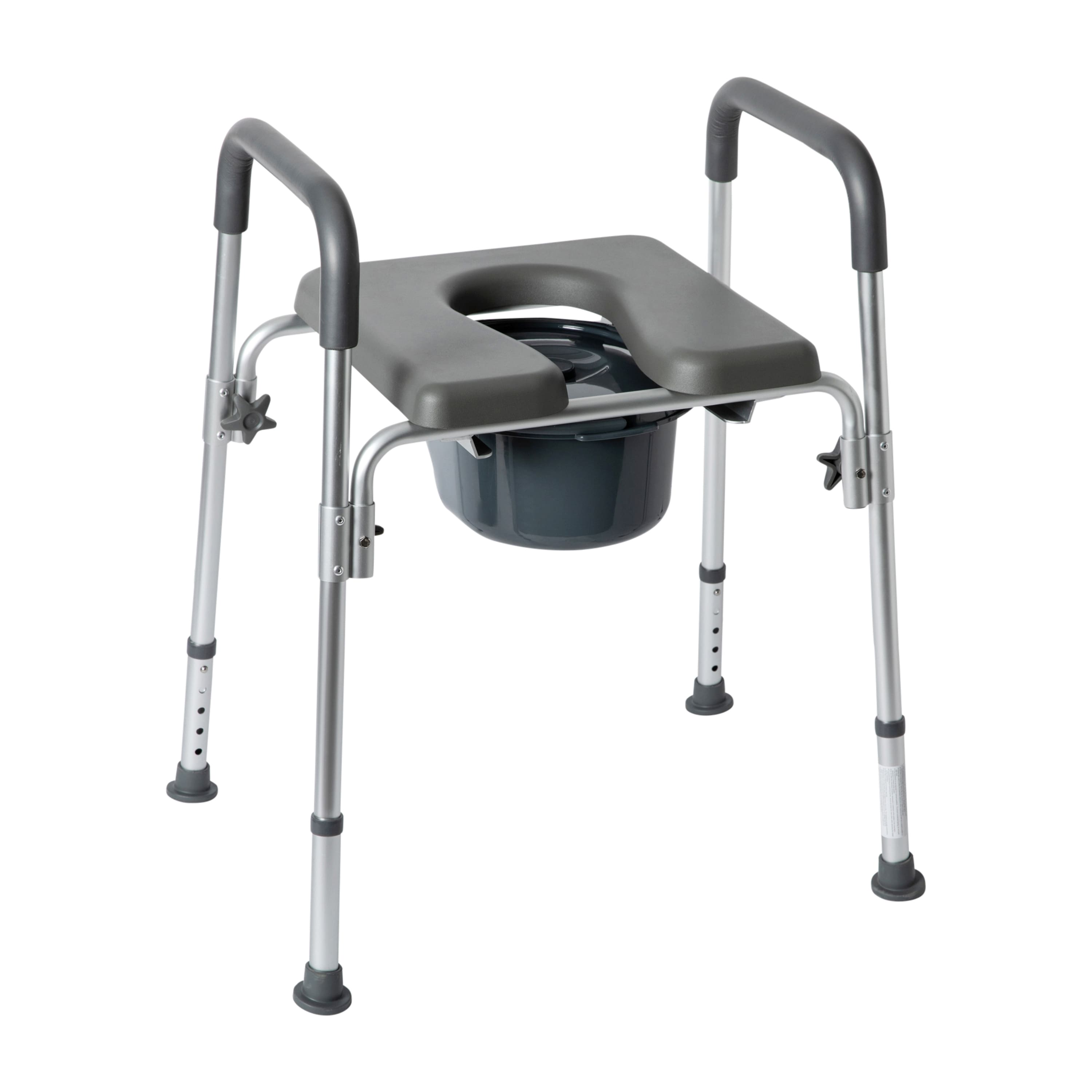 Emma + Oliver - Height Adjustable Portable Heavy Duty Commode and Shower Chair - Gray