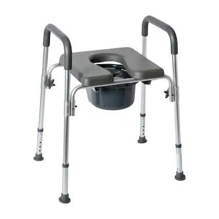 Front. Emma + Oliver - Height Adjustable Portable Heavy Duty Commode and Shower Chair - Gray.