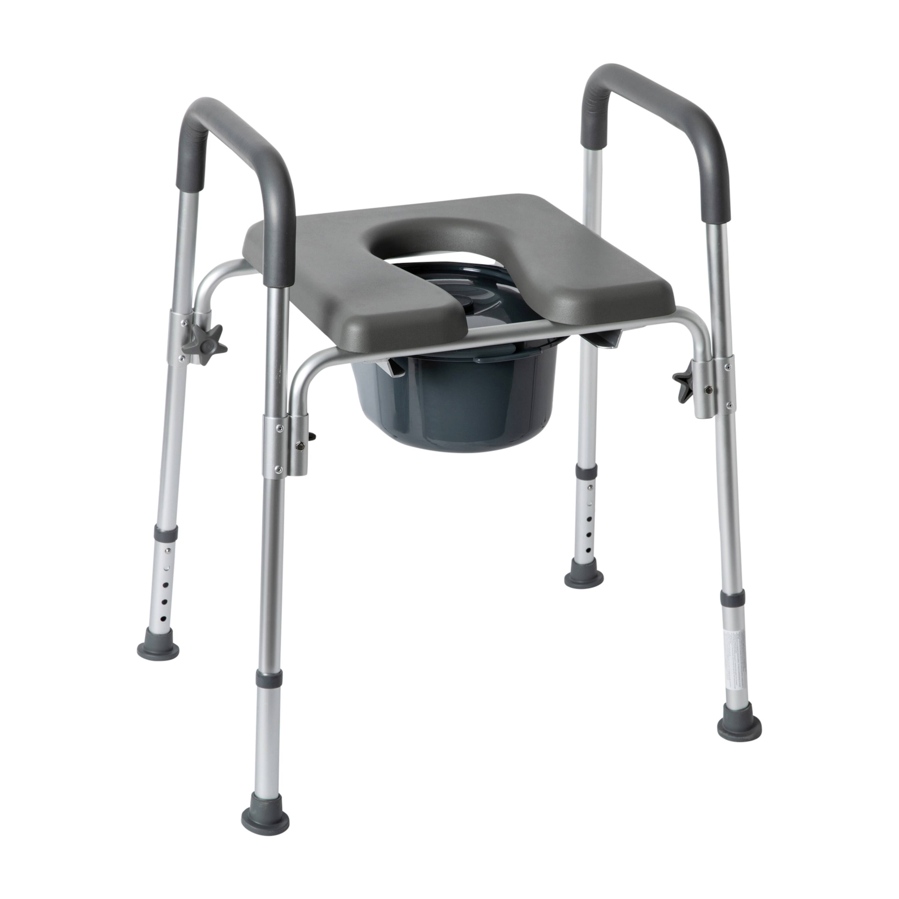 Front. Emma + Oliver - Height Adjustable Portable Heavy Duty Commode and Shower Chair - Gray.