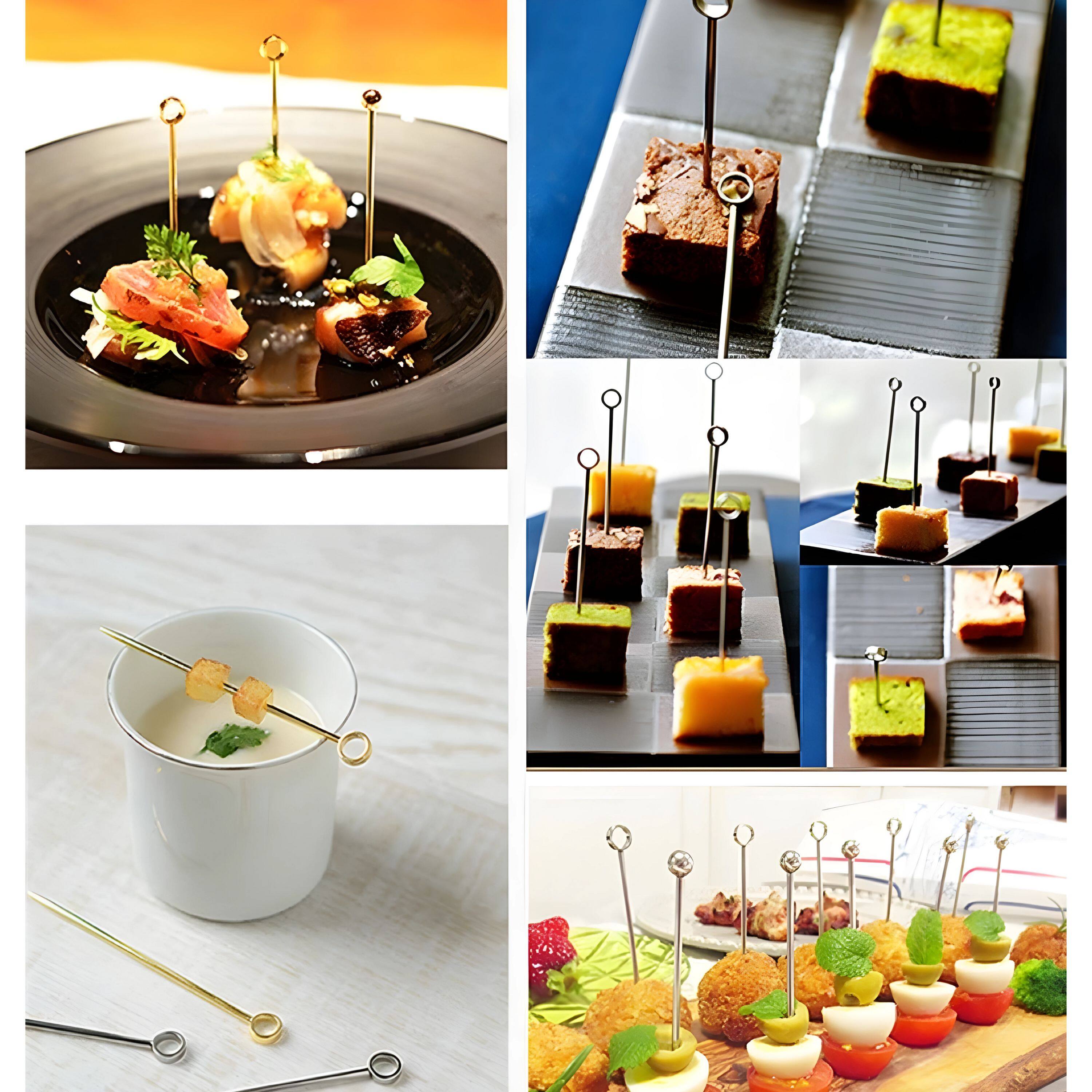 Left. Kitcheniva - Kitchen Stainless Steel Cocktail Picks Set 8 Pieces - Silver.