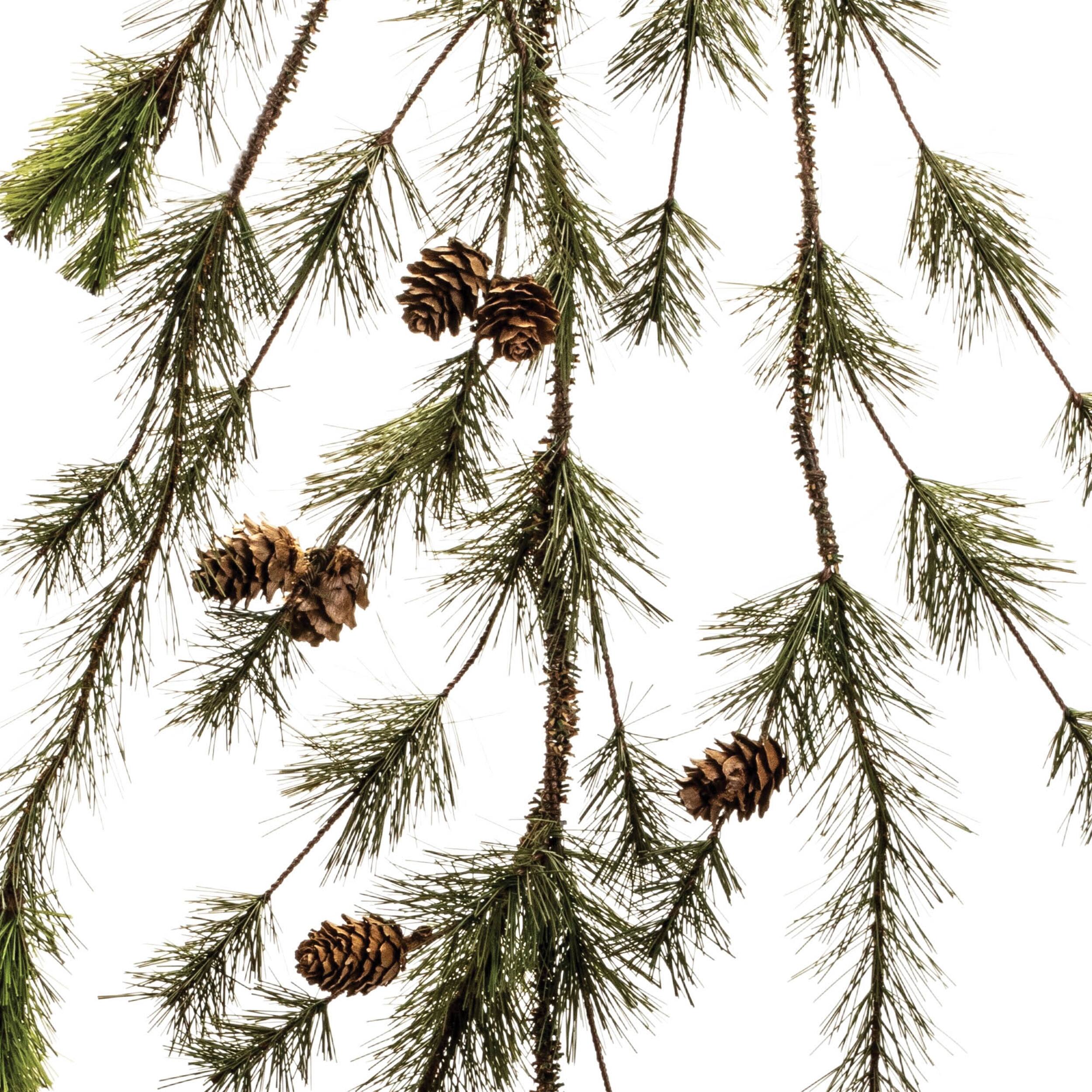 Angle. BreeBe - Pine and Pincone Garland (Set of 2) - Green, Brown.
