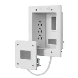 Mount-It! - Sleek In-Wall TV Cable Concealer with Recessed Power, Triple-Outlet & 9-Ft Prewired Cord for Clean Setup - White