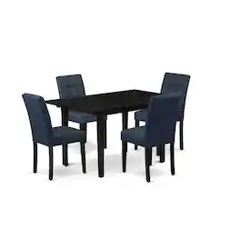 East West Furniture - 5 Piece Dinner Table Set consists A Dining Table - Black