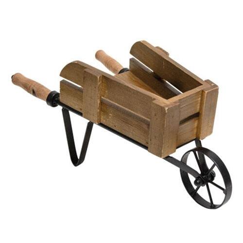 Front. BreeBe - Distressed Garden Wheelbarrow - Brown, Black.
