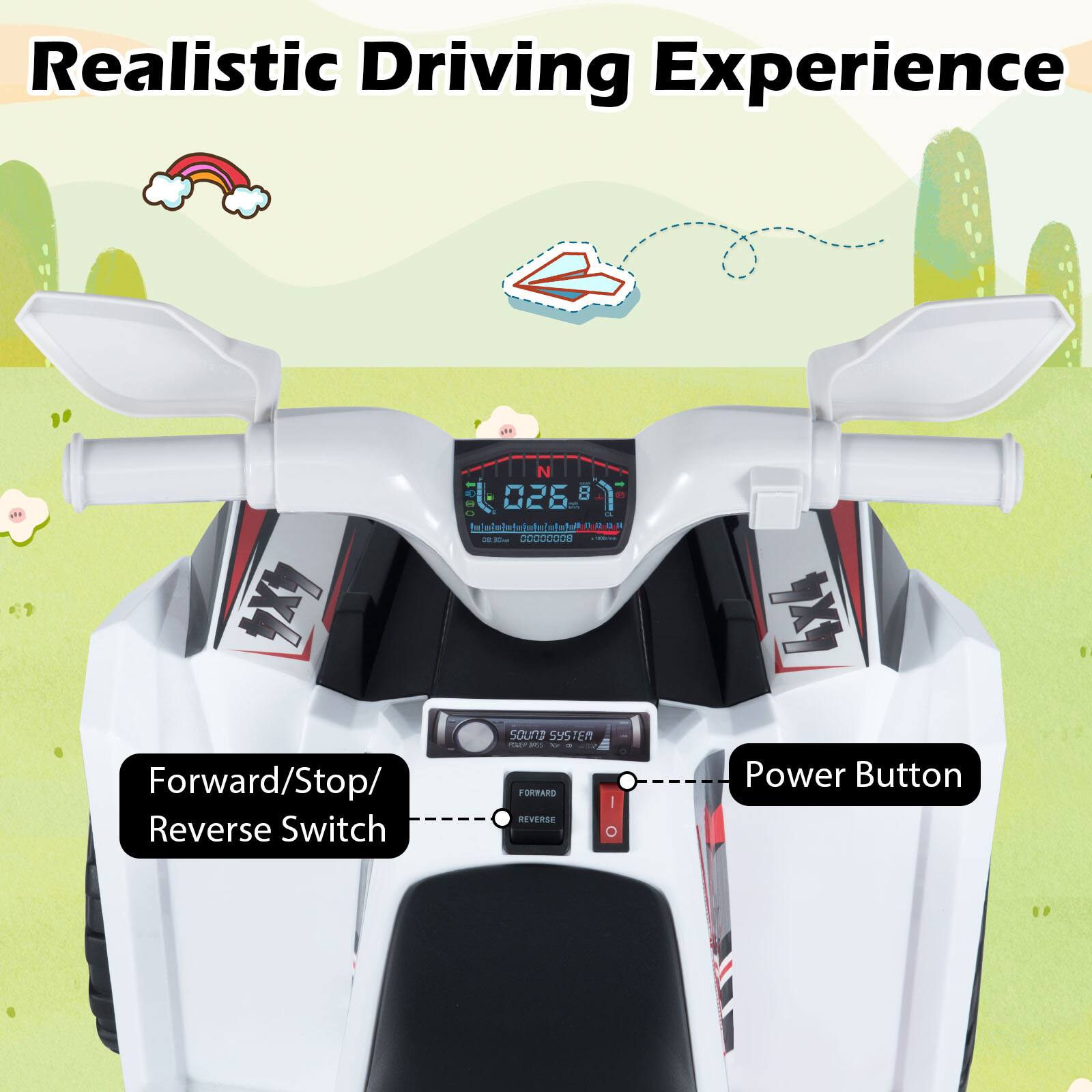 Realistic Driving Experience

Forward/Stop/ Reverse Switch

Power Button