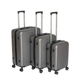 HTUTWOO - 3-Piece ABS Travel Luggage Set - 20/24/28 Inch with TSA Lock, 360° Silent Spinner Wheels, Ultra Lightweight Carry On - Gray