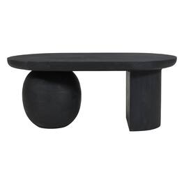 Manhattan Lane - Uri 38 Inch Oval Coffee Table, Mango Wood Full and Half Spherical Leg - Sanblasted Black
