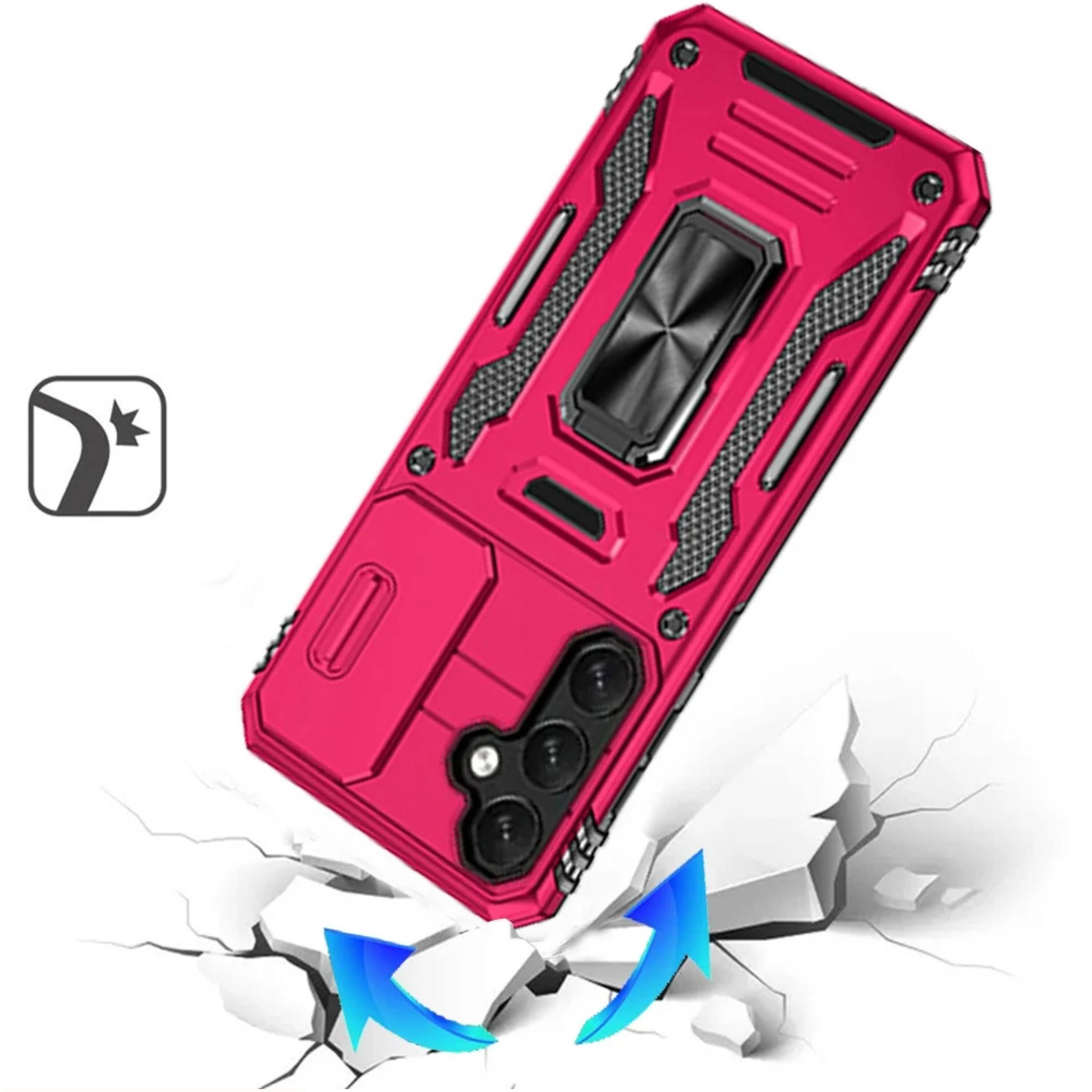 Left. Kitcheniva - Sliding Camera Lens Cover Case For Samsung S25 FE With Magnetic Ring Stand Hot Pink - Hot Pink.