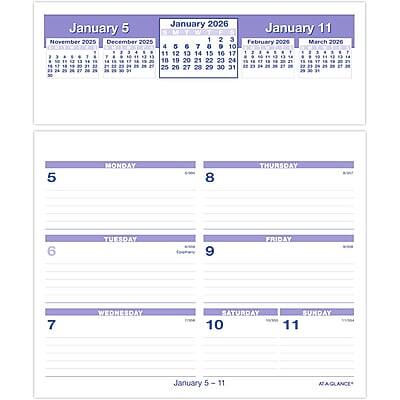 AT-A-GLANCE - 2026 Flip-A-Week 7" x 5.5" Weekly Desk Calendar Refill Pages - White/Blue