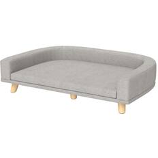 Front. Zeus & Ruta - Gray Pet Sofa Couch Bed with Washable Cushion for Large Dogs,Cats - Gray.