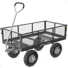 Gorilla Carts - Steel Utility Cart Garden Beach Wagon, 800 Pound Capacity - Gray