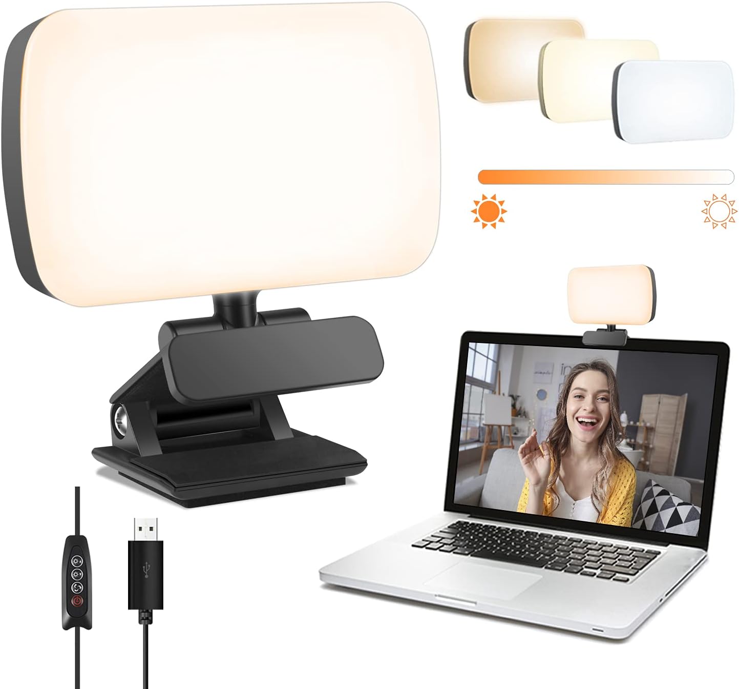 Front. Schertz - Video Conference & Webcam Lighting with Sturdy Clip – Ideal for Zoom, Live Streaming & Remote Work - White.