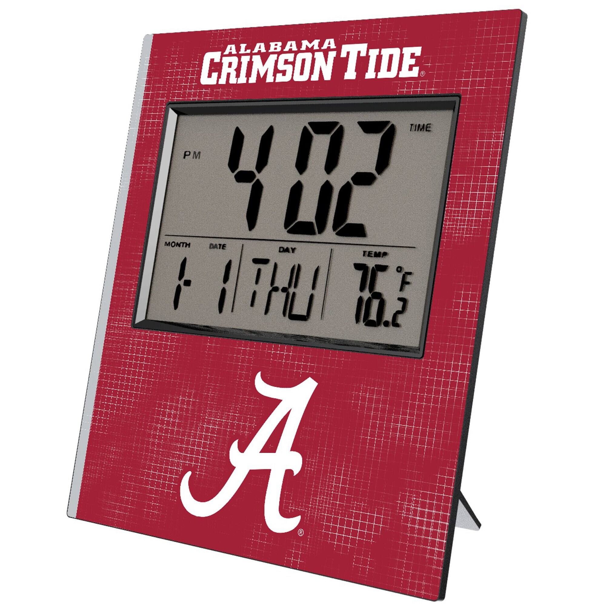 Keyscaper - Alabama Crimson Tide Cross Hatch Digital Desk Clock - Multicolor