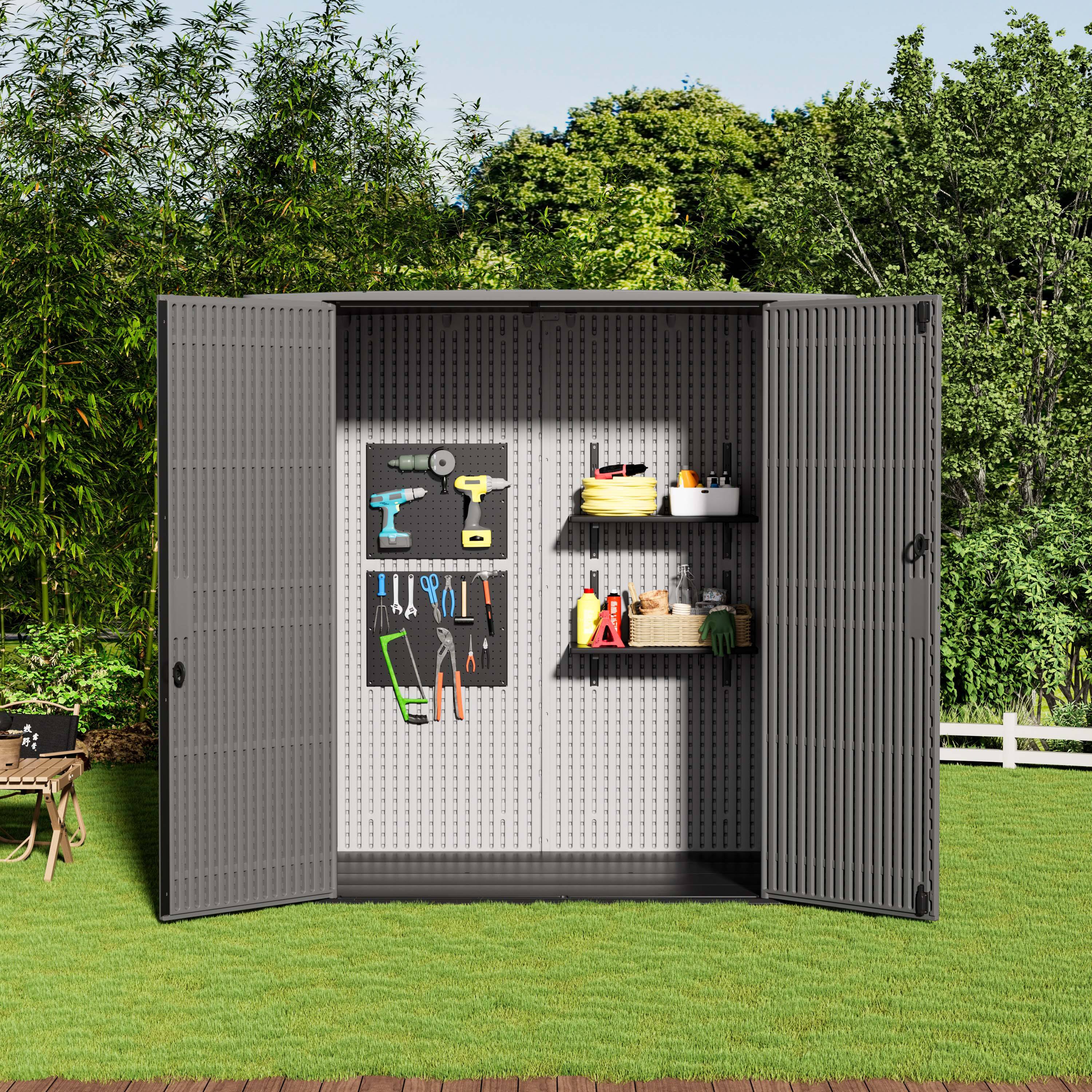 Back. Yardgrace - Outdoor Resin Storage Shed, Weatherproof Durable Tool Shed, Lockable with Floor and Window - 6x4 ft.20 sq.