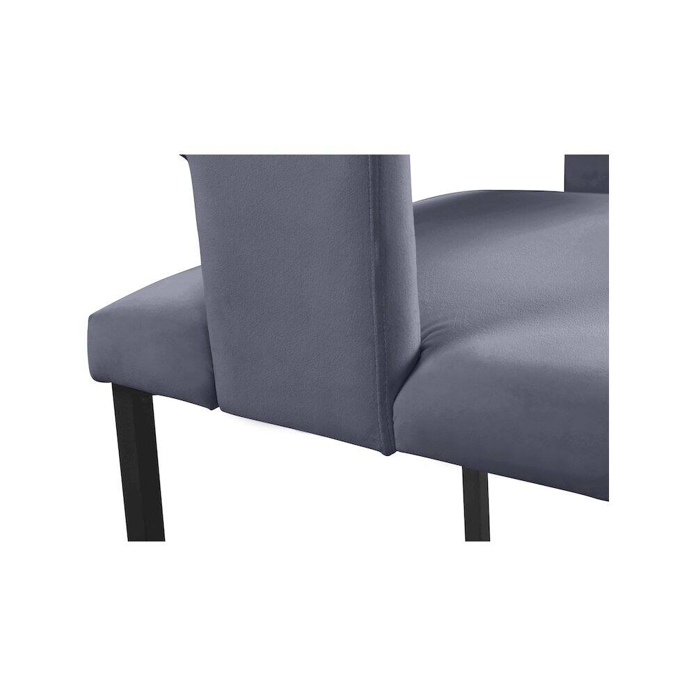 Alt View 4. Meridian Furniture - Caleb Grey Velvet Dining Chair, Set of 2 - Grey.