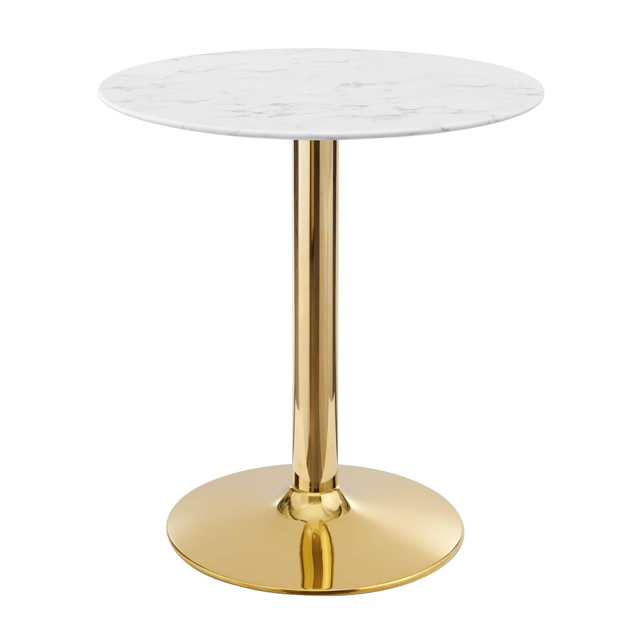 Angle. Modway - Verne 28" Artificial Marble Dining Table by Modway - Gold White.