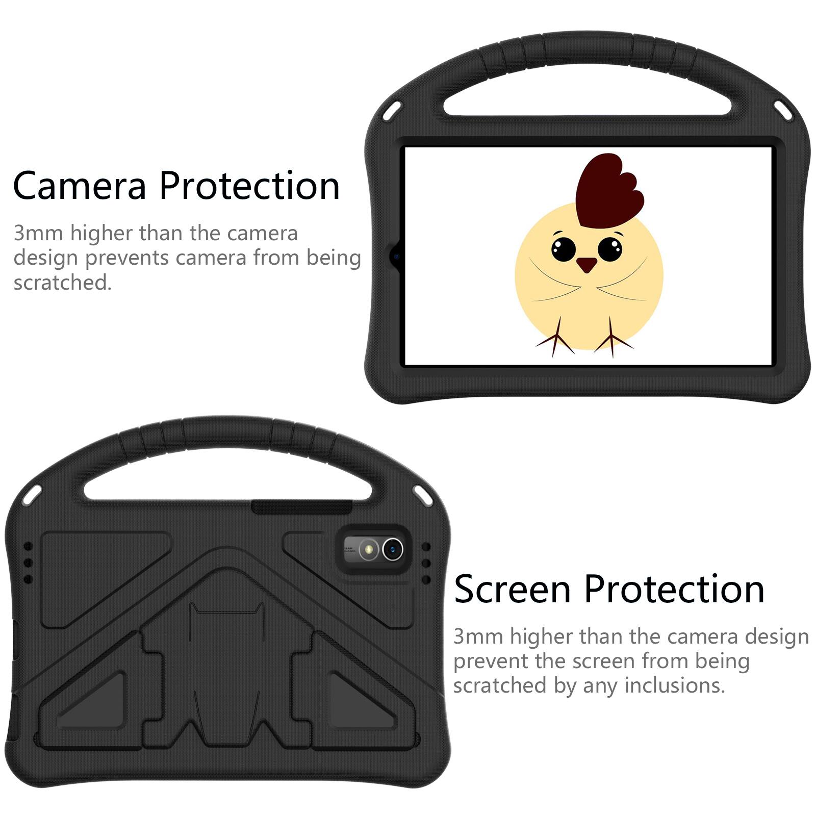 Camera Protection  
3mm higher than the camera design prevents camera from being scratched.  

Screen Protection  
3mm higher than the camera design prevent the screen from being scratched by any inclusions.