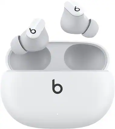 Front. Beats - Beats Studio Buds Totally Wireless Noise Cancelling Earbuds - White.