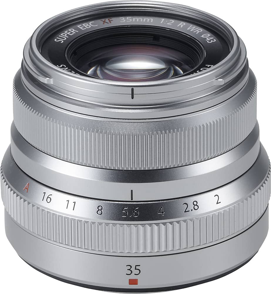 Front. Fujifilm - FUJINON XF 35mm f/2 R WR Standard Lens for Fujifilm X-Mount System Cameras - Silver.