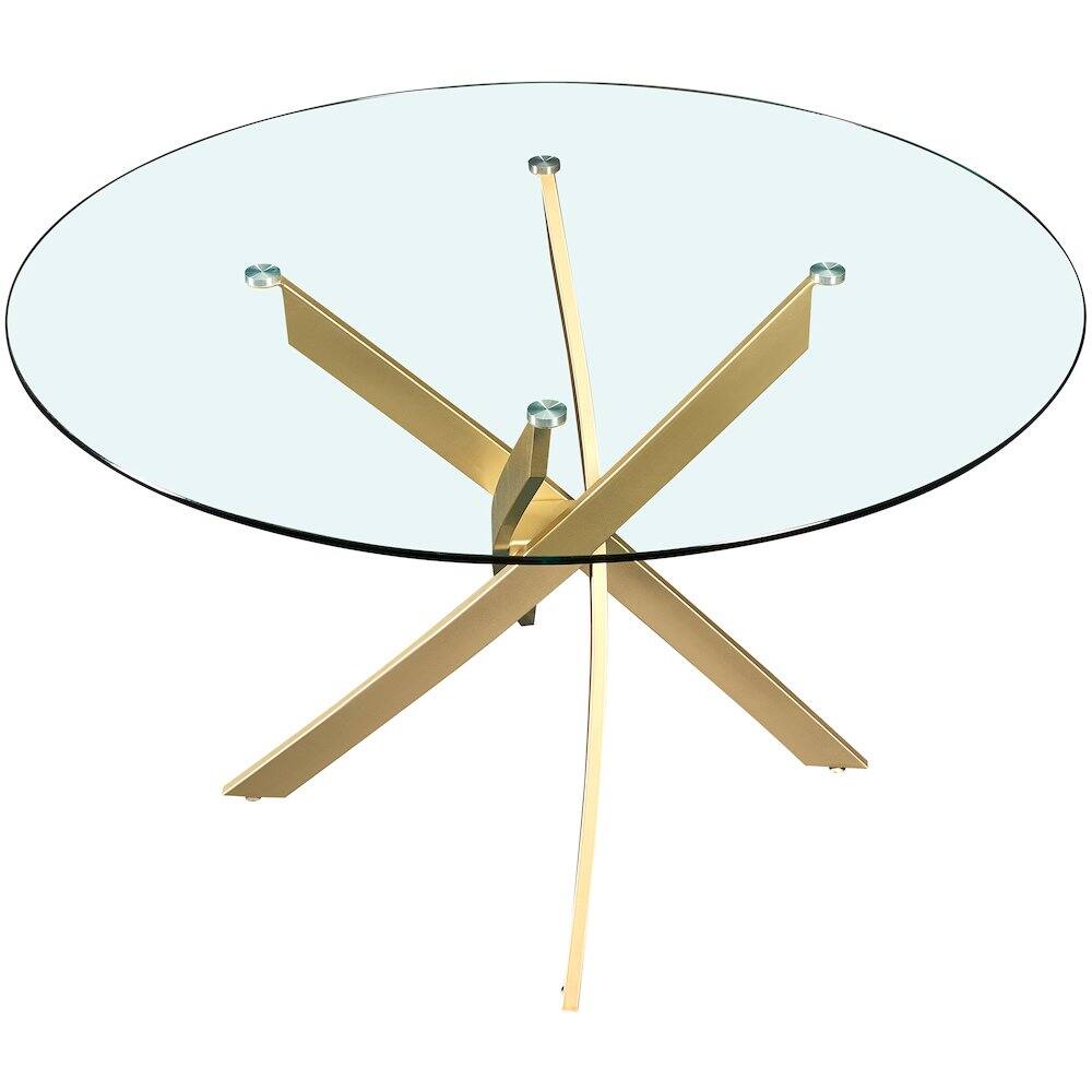 Alt View 1. Meridian Furniture - Xander Brushed Gold Dining Table - Gold.