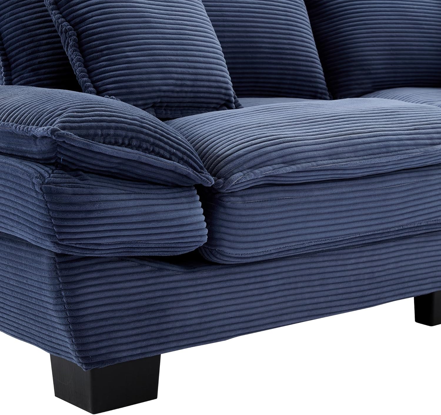 Alt View 6. Trinkets Crazed - 84" Cloud Corduroy Loveseat Sofa, Modern Comfy Upholstered 2 Seater Sofa Deep Seat Sofa with 2 Throw Pillows - blue.