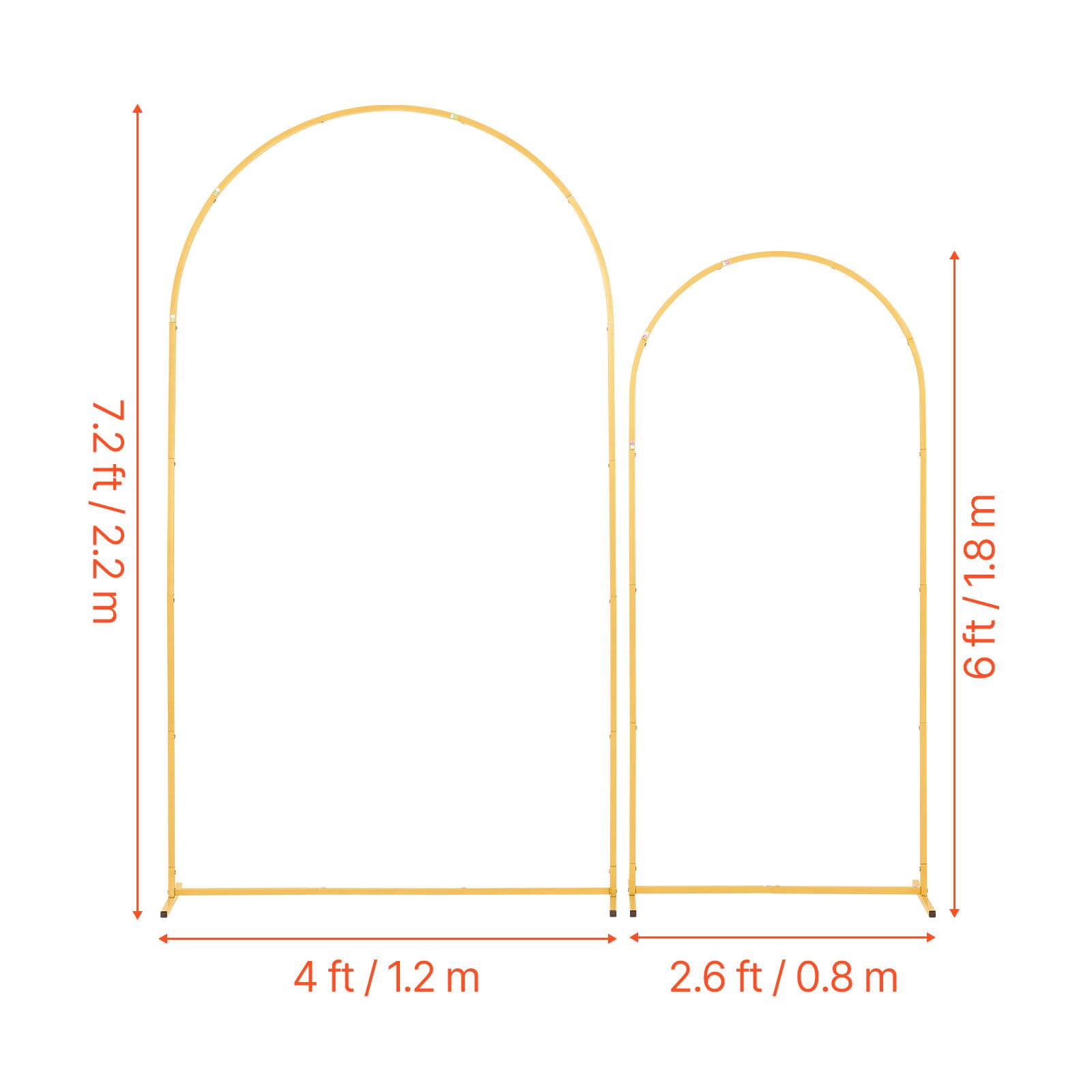 7.2 ft / 2.2 m  
6 ft / 1.8 m  
4 ft / 1.2 m  
2.6 ft / 0.8 m