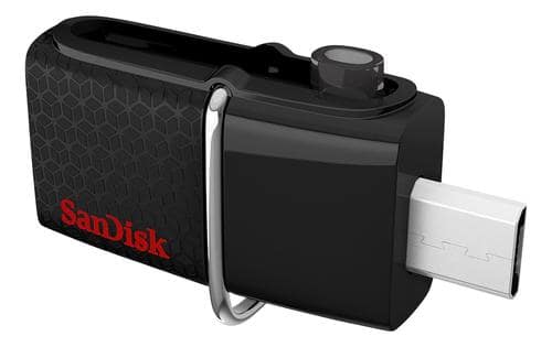 SanDisk - Ultra Dual 128GB Micro USB/USB 3.0 Type A Flash Drive - Black - Larger Front