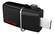 Front. SanDisk - Ultra Dual 128GB Micro USB/USB 3.0 Type A Flash Drive - Black.