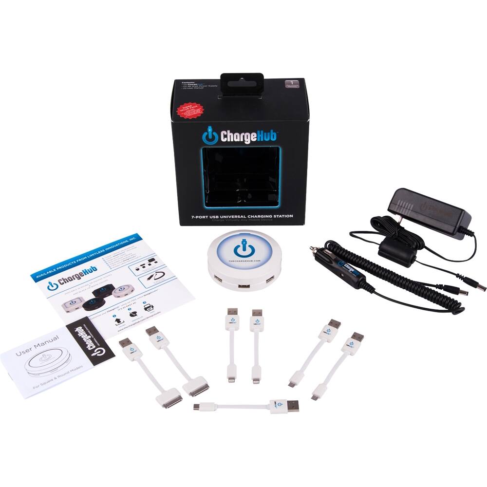 Alt View 12. ChargeHub - 7-Port USB Universal Charging Station Super Value Pack - White.