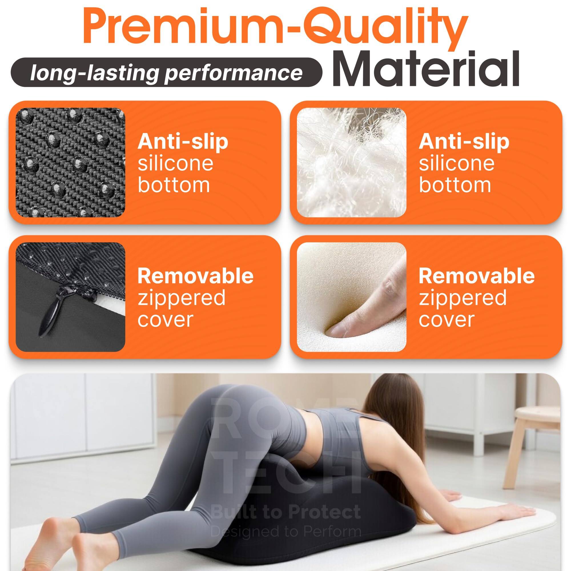 Premium-Quality long-lasting performance Material

- Anti-slip silicone bottom
- Anti-slip silicone bottom
- Removable zippered cover
- Removable zippered cover

RONE TECA
Built to Protect
Designed to Perform