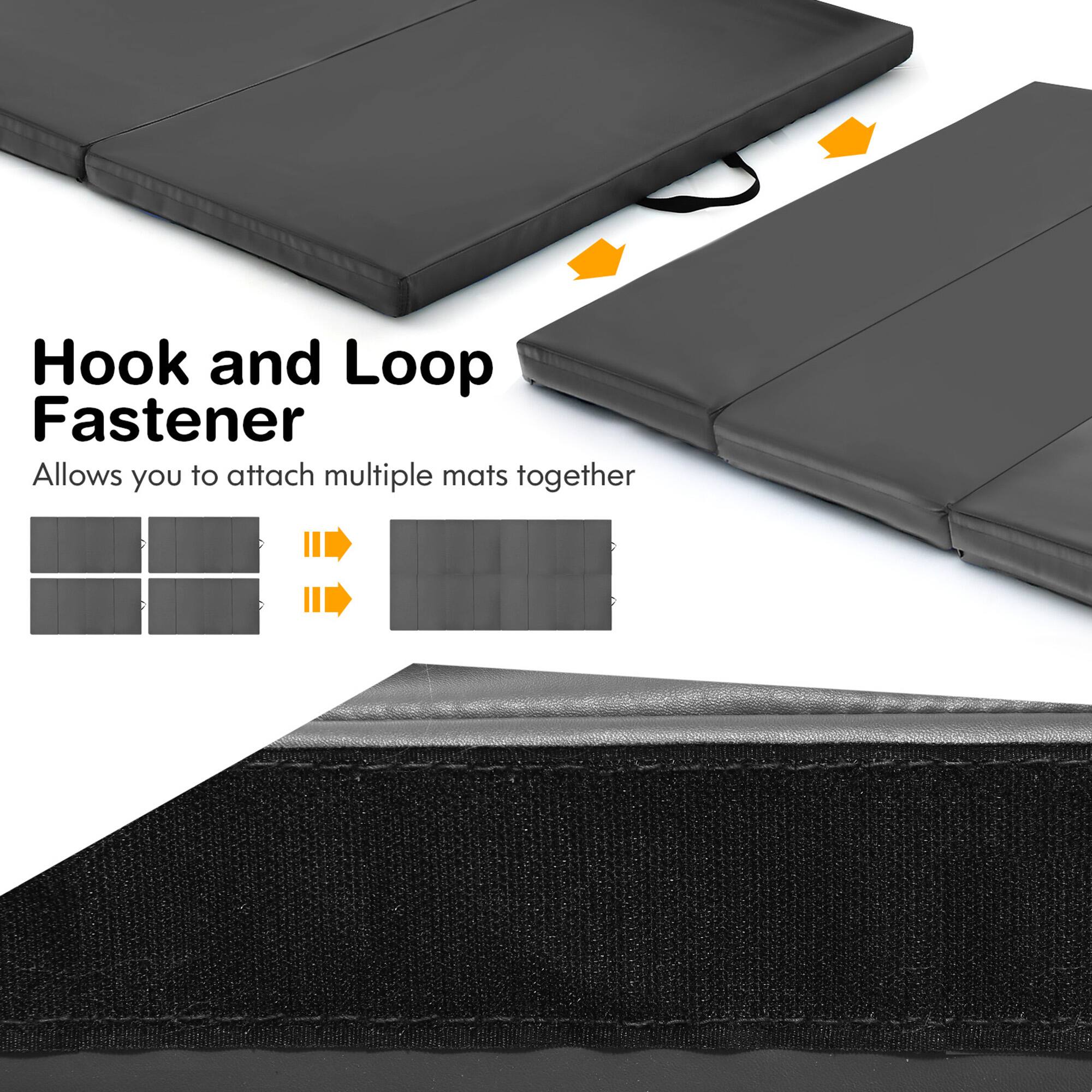 Hook and Loop Fastener  
Allows you to attach multiple mats together
