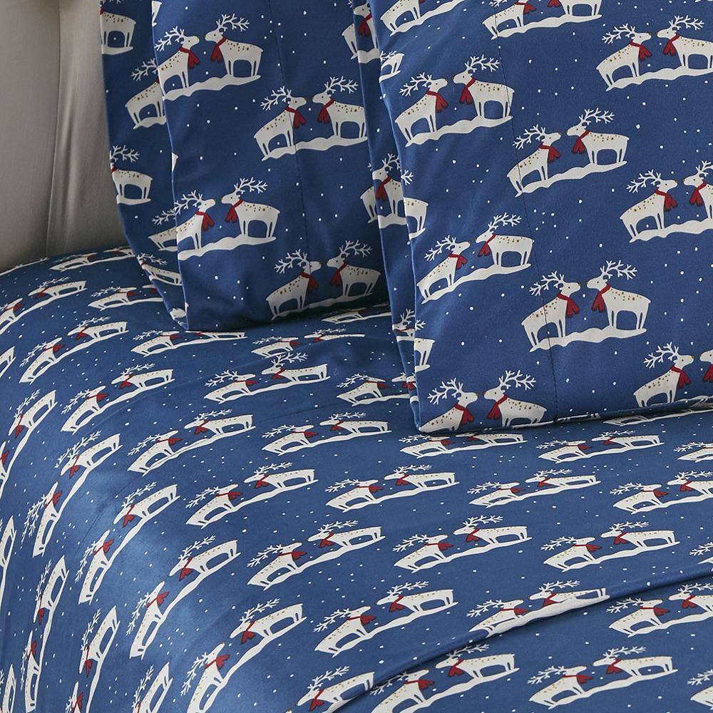 Alt View 1. Shavel Home Products - Micro Flannel Printed Deep-Pocket Sheet Set, Twin, Kiss Me Deer - Kiss me deer.