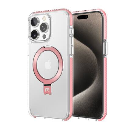 Front. Mybat Pro - MyBat Pro Lure Series Case with MagSafe Kickstand Ring for Apple iPhone 15 Pro (6.1) - Pink - Pink.
