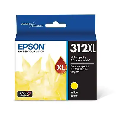 DESIGNED FOR EXCELLENCE
EPSON EXCEED YOUR VISION
312XL
High-capacity
2.5x more prints*
Grande capacité
2,5 fois plus de tirages*
Claria Photo
Yellow
Joune