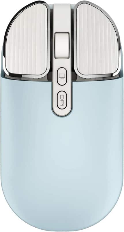 RISOKEYS - 2.4G Wireless Rechargeable Mouse with USB Receiver,One Click Return to Desk,Mute Button,Power Saving, 2400DPI Optical - Wireless - Blue