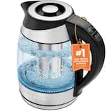 Chefman - 1.8L Electric Glass Kettle w/ Temperature Control, Removable Tea Infuser - Stainless Steel