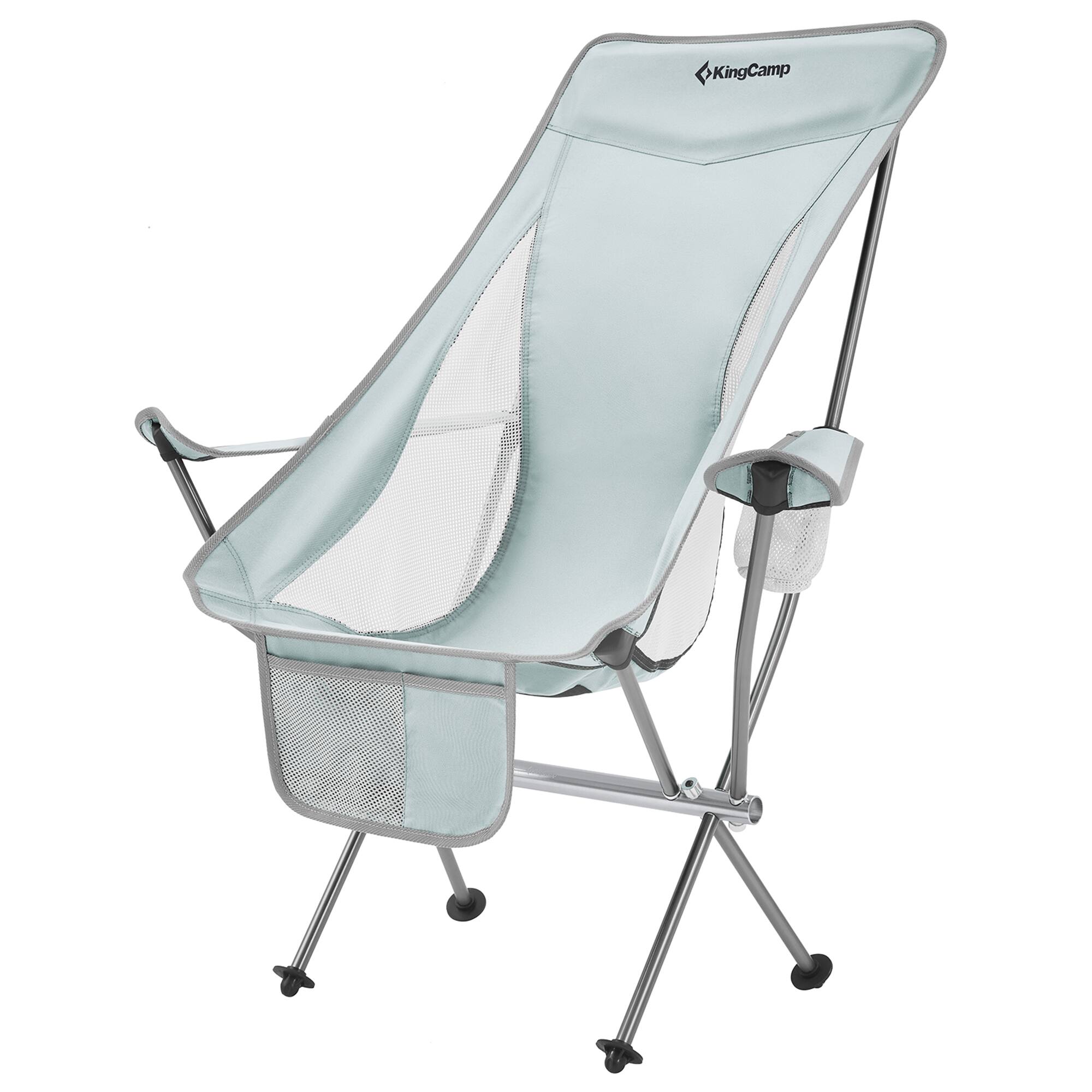 Alt View 1. KingCamp - KingCamp Lightweight Highback Camping Lounge Chair with Cupholder & Pocket, Grey - Gray.