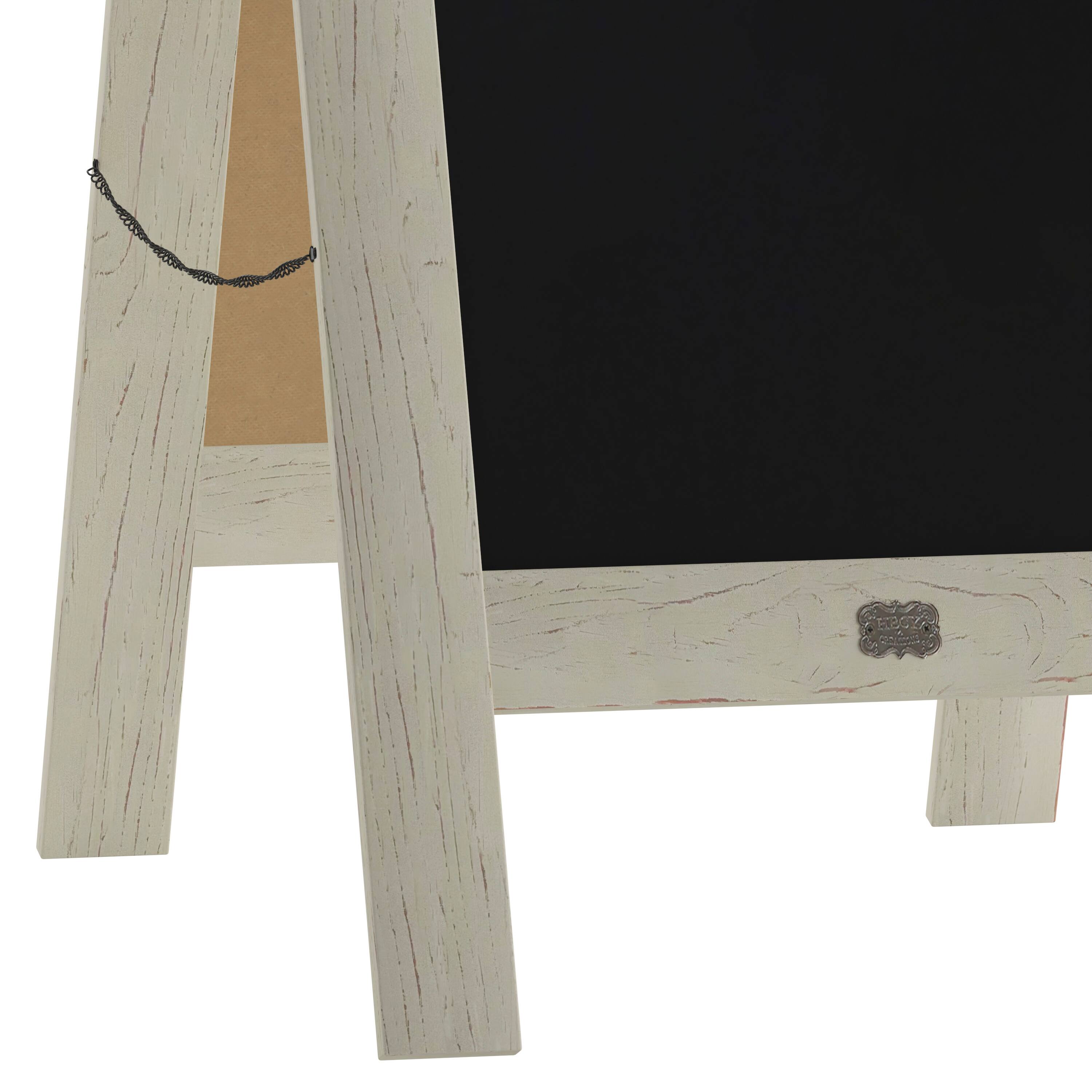 Alt View 10. Emma + Oliver - Rustic Double-Sided A-Frame Wooden Chalkboard with Magnetic Surface - Solid White.